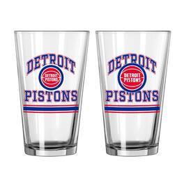 Logo Brands - Detroit Pistons 16oz. Pint Glass Two Pack - Multicolor