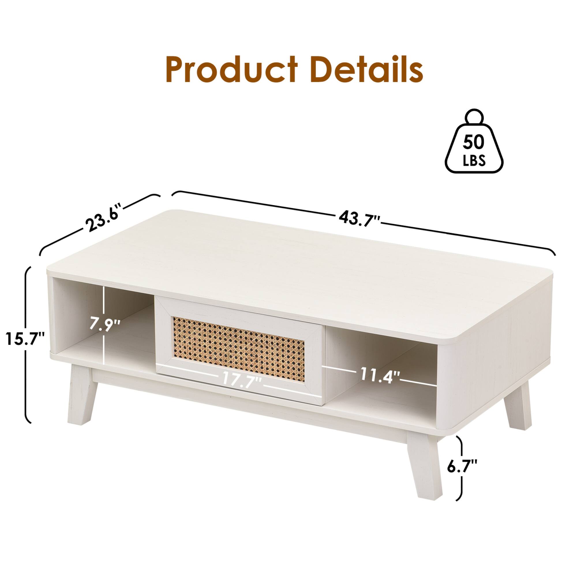 Product Details  
50 LBS  
23.6" x 43.7" x 15.7" x 7.9" x 17.7" x 11.4" x 6.7"