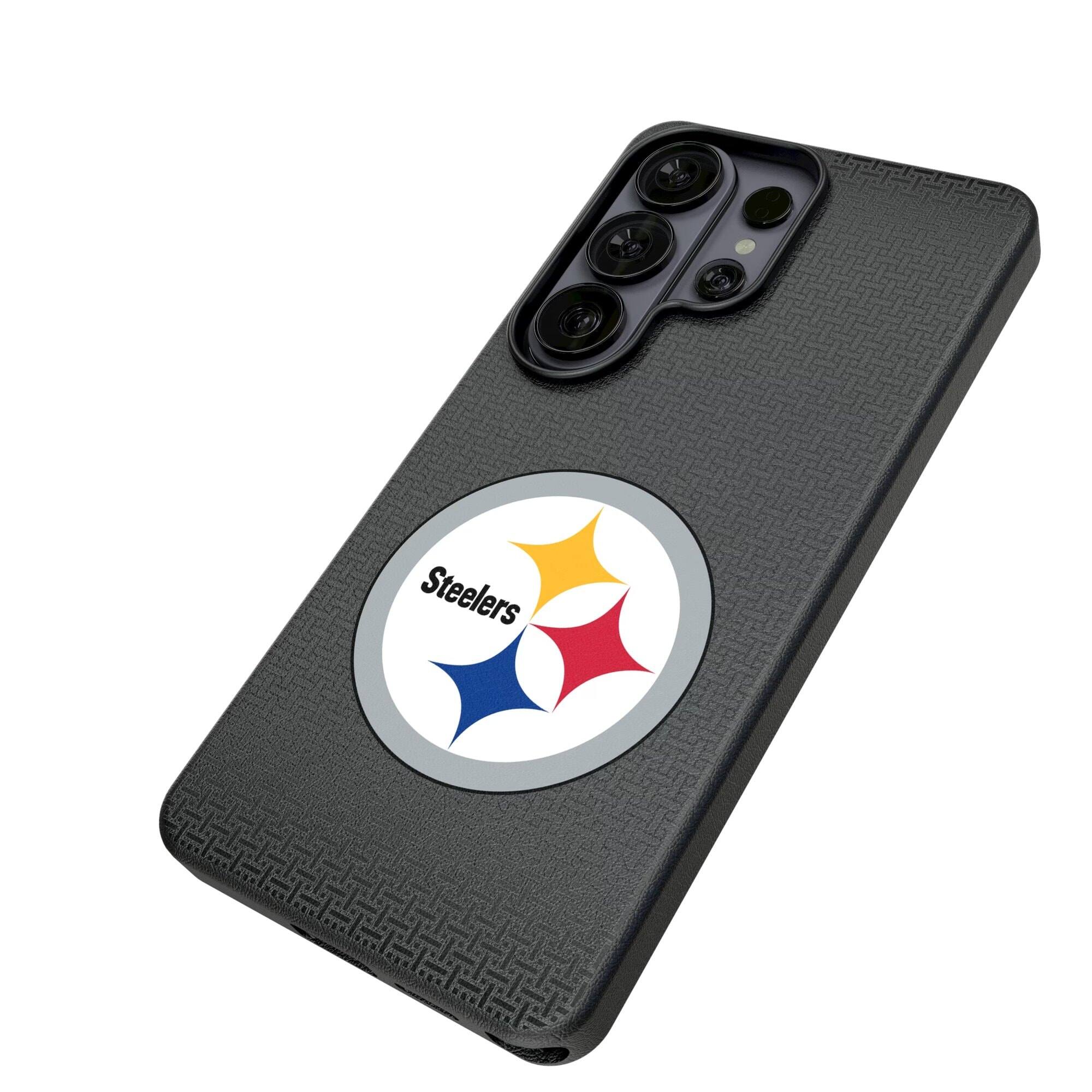 Alt View 1. Keyscaper - Pittsburgh Steelers Linen Galaxy Magnetic Bump Case - S24 Ultra - Black.