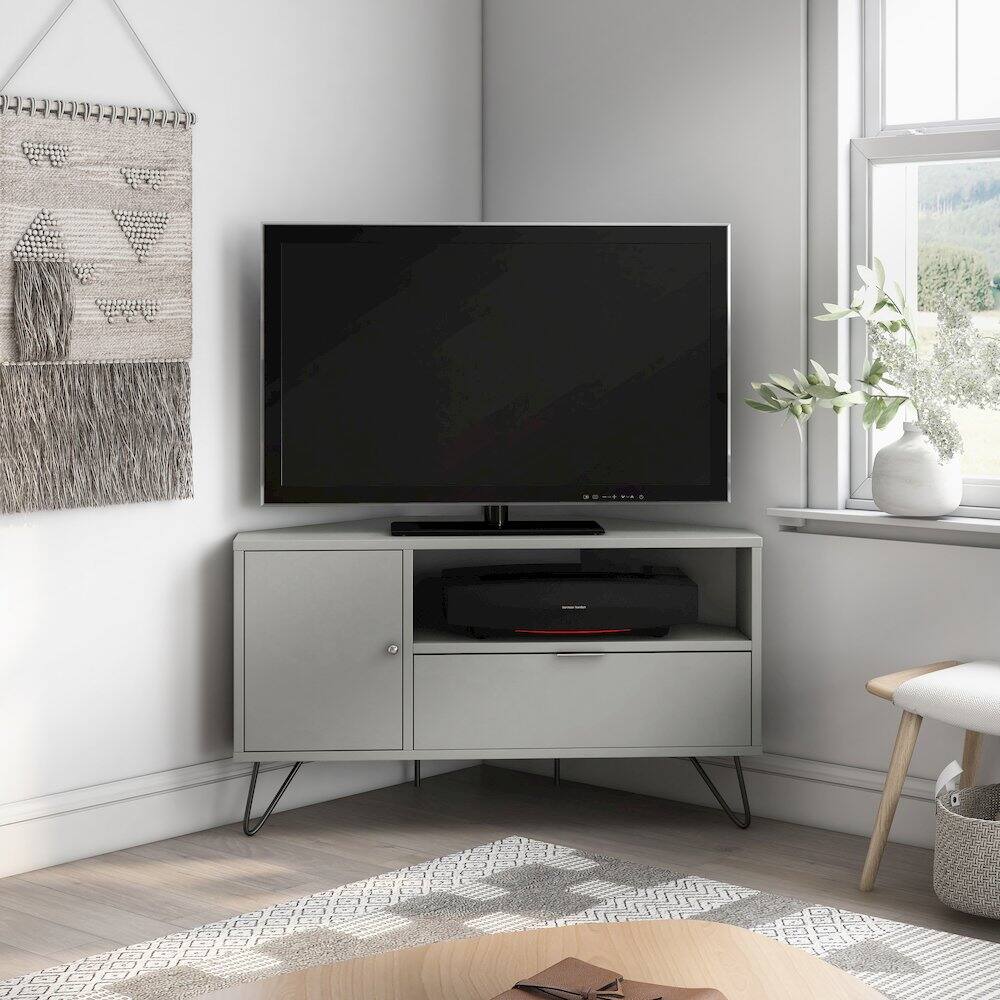Alt View 3. Furniture of America - Emilia Modern Wood Multi-Storage Corner TV Stand in Gray - Gray.
