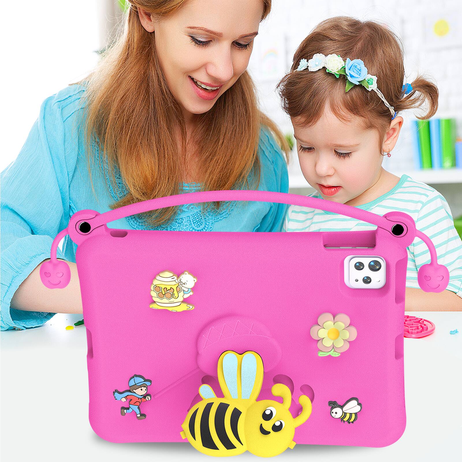 Alt View 5. Dteck - for Apple iPad (A16) 11" 2025 & iPad Air 11‑inch (M4) 2026 Kids EVA Tablet Case,Shockproof Kickstand Cover + Handle - Rosered.