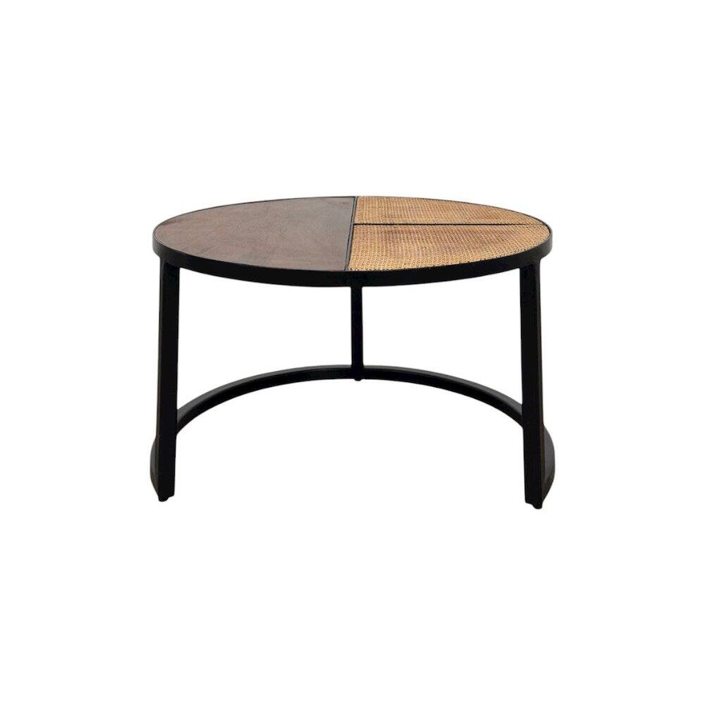 Angle. Carolina Chair & Table - Cardinal 28" Round Nesting Coffee Table with Cane - Natural - Natural, Cane.