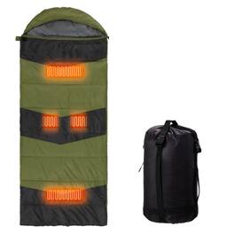 Winado - 1PC Rectangular Waterproof Sleeping Bag with Multi USB Heating Pads, Lightweight for Outdoor Backpacking Hiking Camping - Green