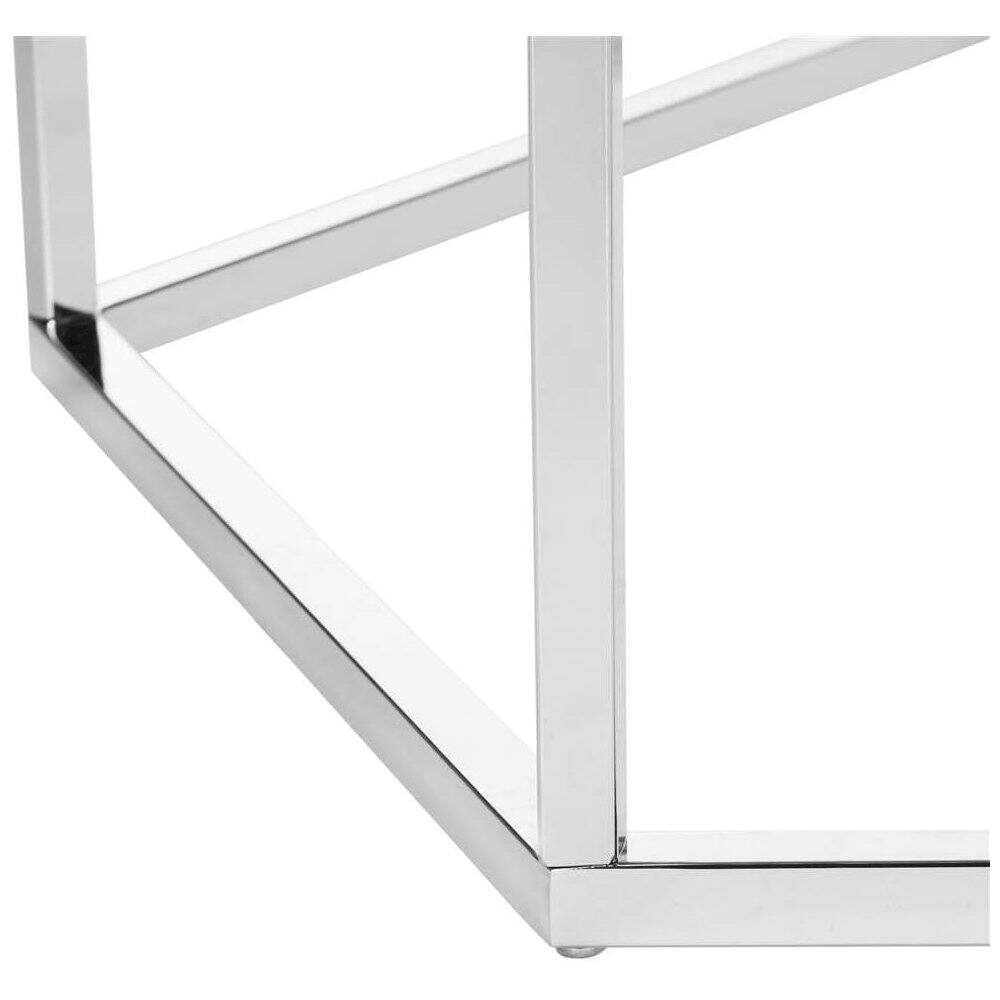 Angle. Safavieh - Home Collection Eliana Chrome and Glass Hexagon Coffee Table - Silver.