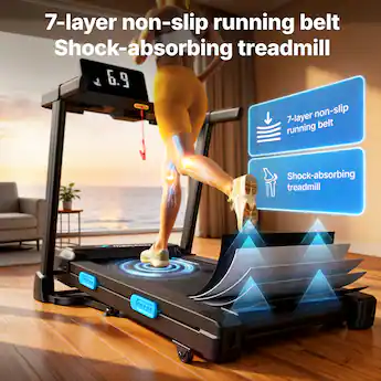 MERACH Folding Treadmill with 15% Auto Incline, 7 Layer Belt, 300 MERACH Folding Treadmill with 15% Auto Incline, 7 Layer Belt, 300