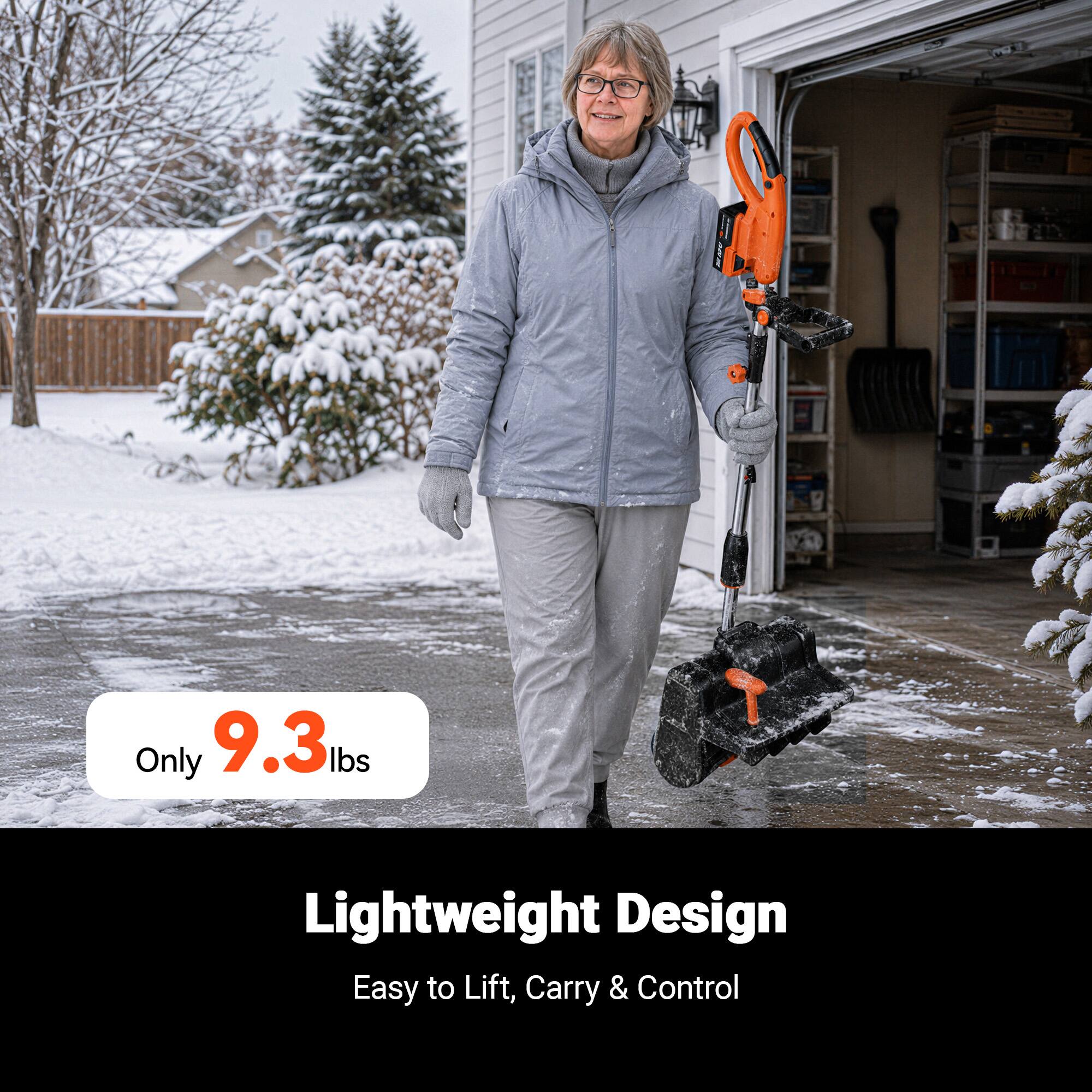 Only 9.3lbs  
Lightweight Design  
Easy to Lift, Carry & Control
