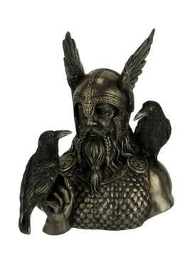 Veronese Design - Norse God Odin in Winged Helm with Ravens Statue - Bronze