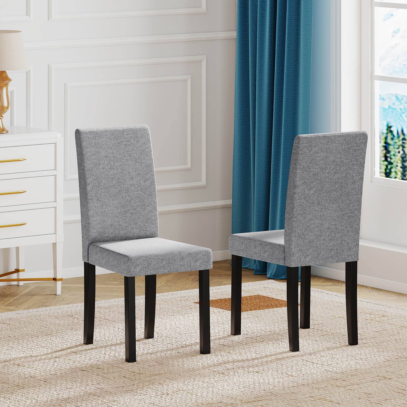 Alt View 1. Costway - Costway Dining Chair Set of 2 Fabric Upholstered Rubber Wood Legs Side Armless - Gray.