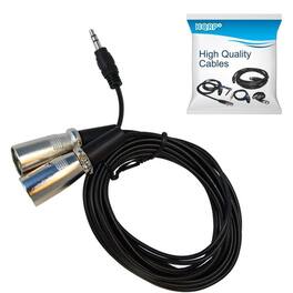 HQRP - 6 ft 3.5 mm to dual XLR male audio cable for KRK Rokit 5 G2, HS50m, JBL EON 5151XT - Black