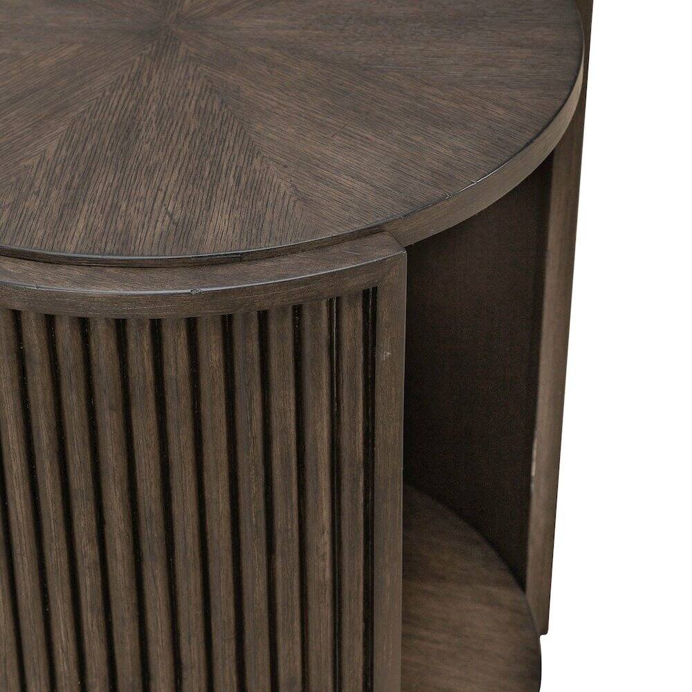 Alt View 2. Liberty Furniture Industries - City View Round End Table for Living Room- Coffee Bean Oak Wood - Coffee Bean.