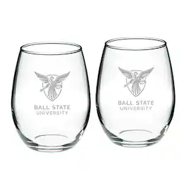 Jardine - Ball State Cardinals 21oz. 2-Piece Stemless Wine Glass Set - Multicolor