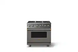 Viking - Professional 5 Series 5.1 Cu. Ft. Freestanding Open Burner LP Gas Convection Range-Damascus Gray w. Brushed Brass Trim - Damascus Gray