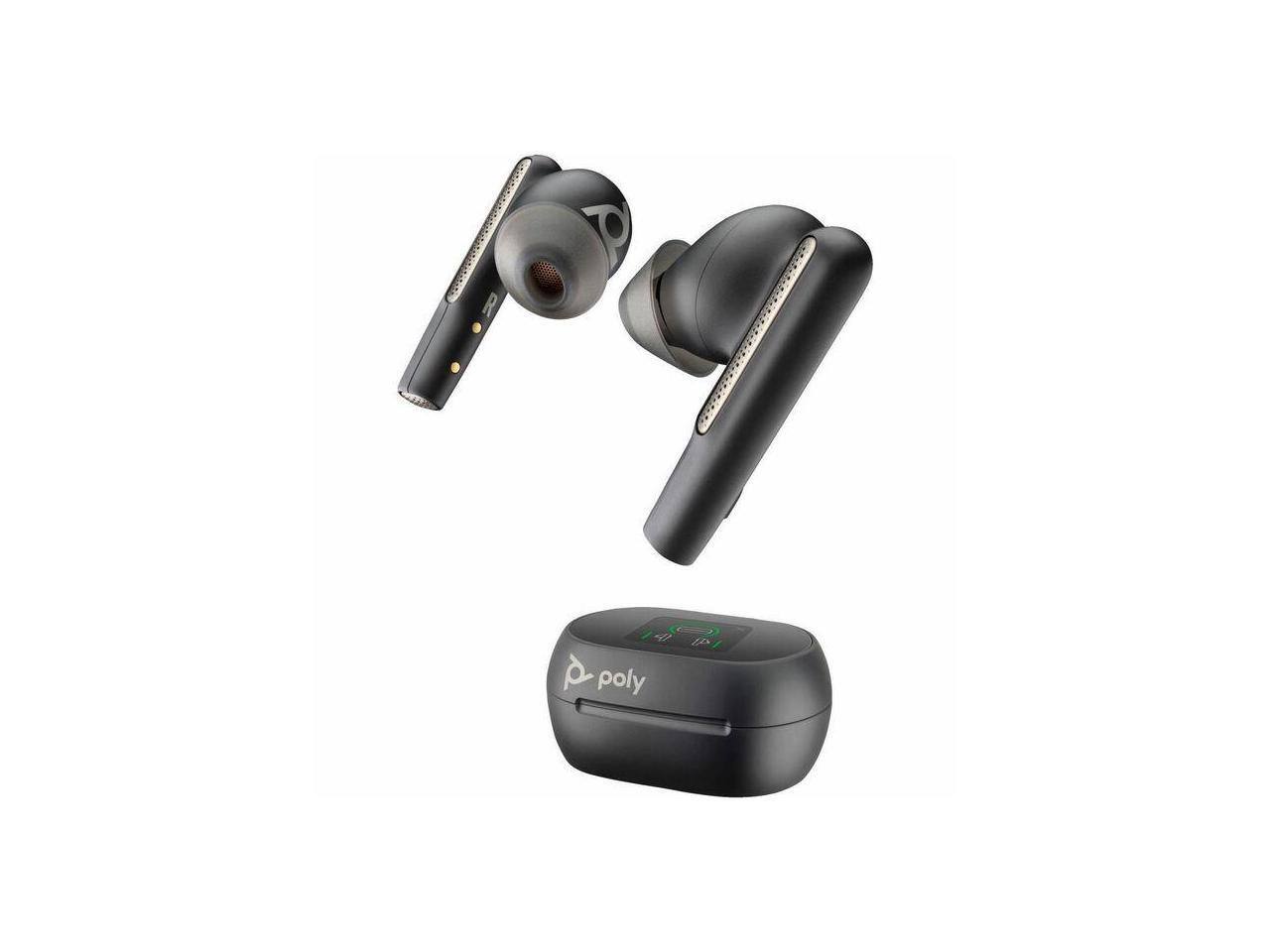 Alt View 5. HP - Poly Voyager Free 60+ UC M Carbon Black Earbuds +BT700 USB-C Adapter +Touchscreen Charge Case (7Y8H0AA) - Black.