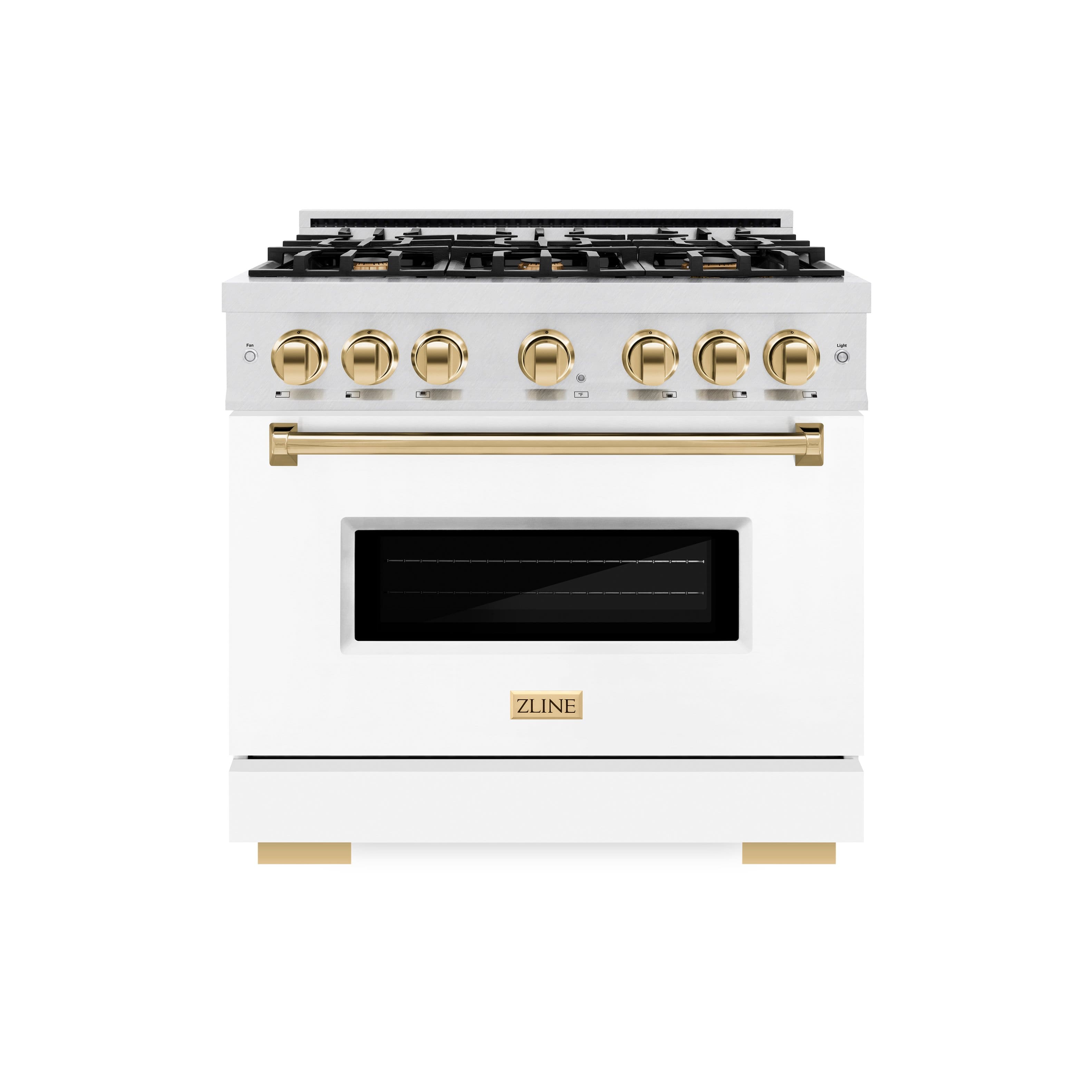Front. ZLINE - ZLINE Autograph 36 in. Classic Dual Fuel Range with White and Gold Accents (CDRSZ-WM-36-G) - White.