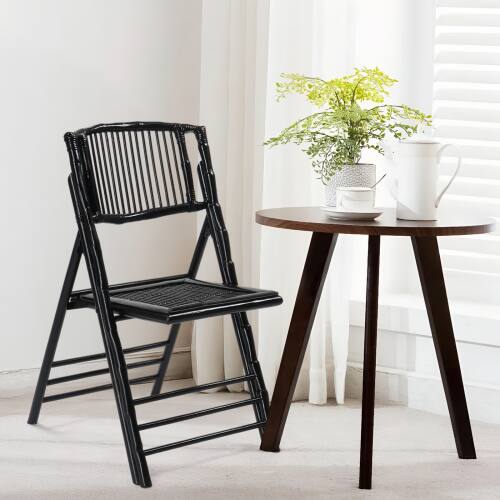 Alt View 4. Winado - 34in 1PC Portable Bamboo Folding Chair, Comfortable Seat Dining Chair for Indoor Outdoor Patio Wedding Party Events - Black.