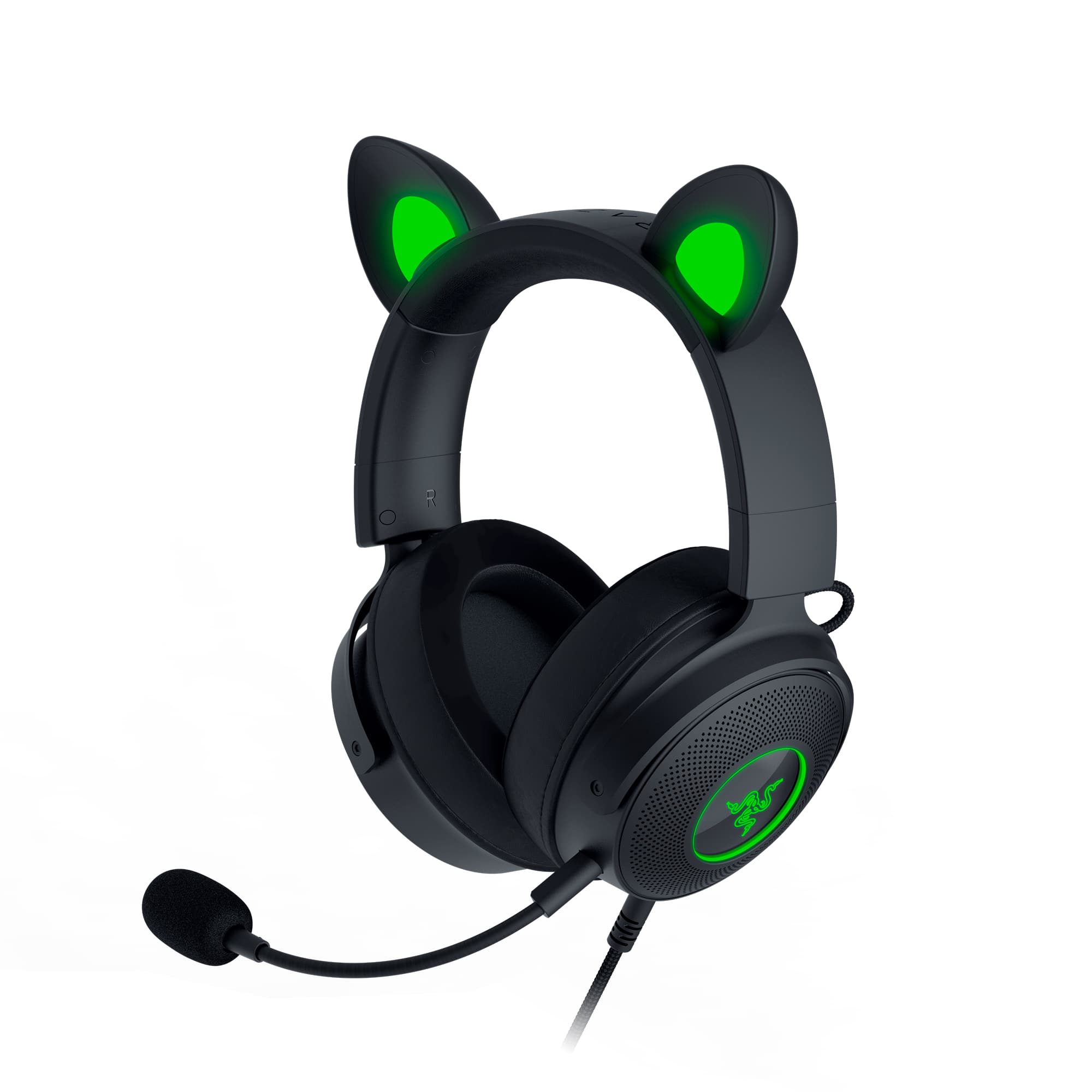 Front. Razer - Kraken Kitty V2 Pro Wired Over-the-Ear Gaming Headset for PC, Mac, Playstation - Black.