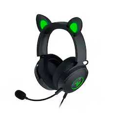 Front. Razer - Kraken Kitty V2 Pro Wired Over-the-Ear Gaming Headset for PC, Mac, Playstation - Black.