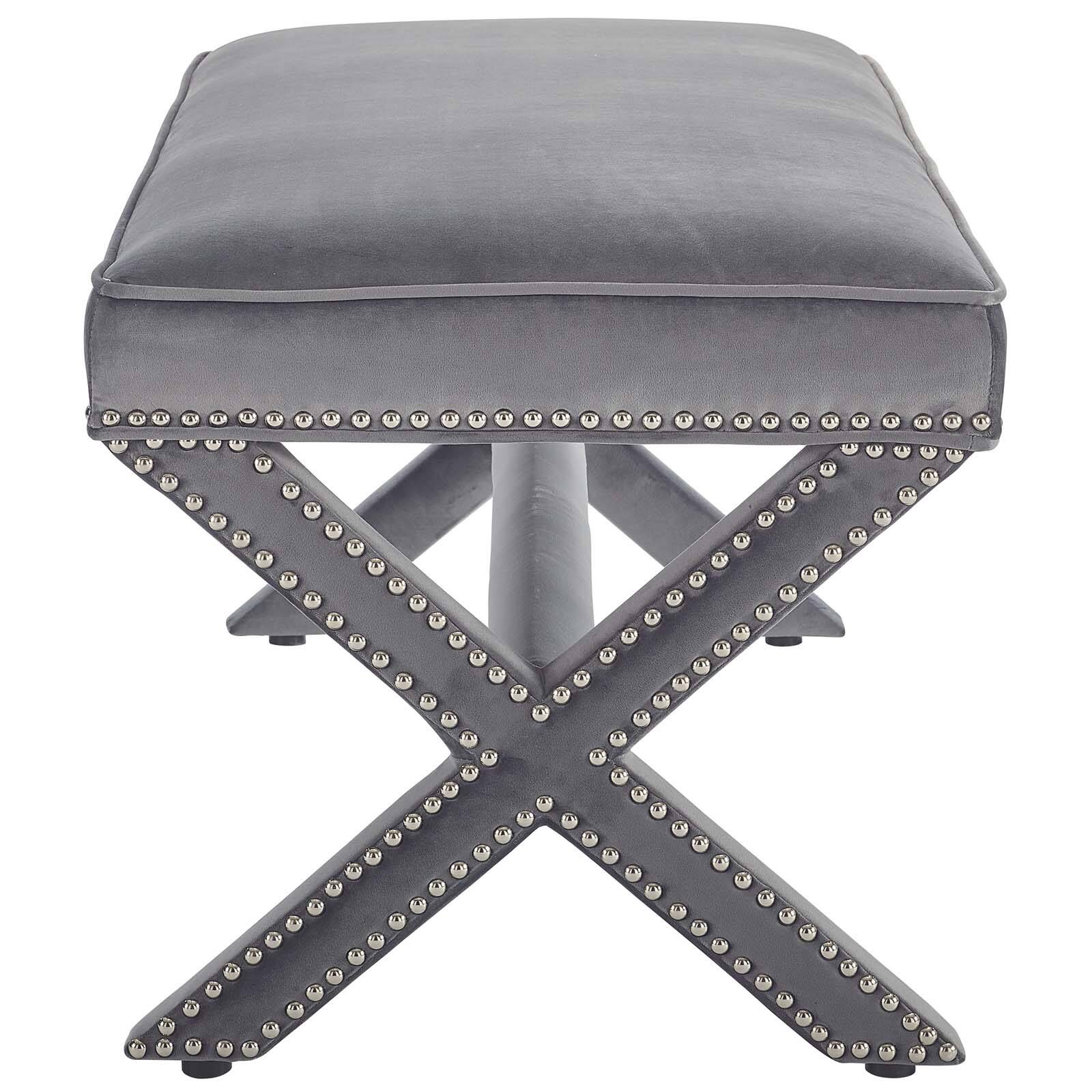 Left. Modway - Rivet Performance Velvet Bench by Modway - Gray.