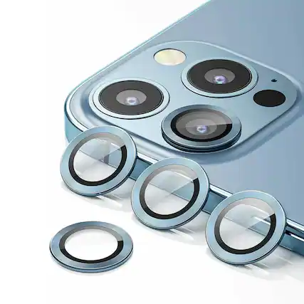 Front. Stock Preferred - Tempered Glass Camera Lens Protector for iPhone 13 Pro Max – Scratch-Resistant Luxury Cover - Blue.
