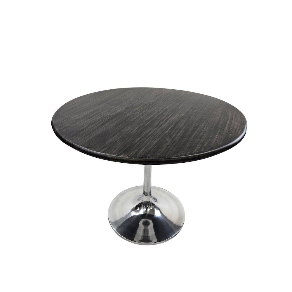 Alt View 2. Carolina Chair & Table - Alden Wood Top 40" Round Dining Table - Warm Black Top - Chrome Base - Black.