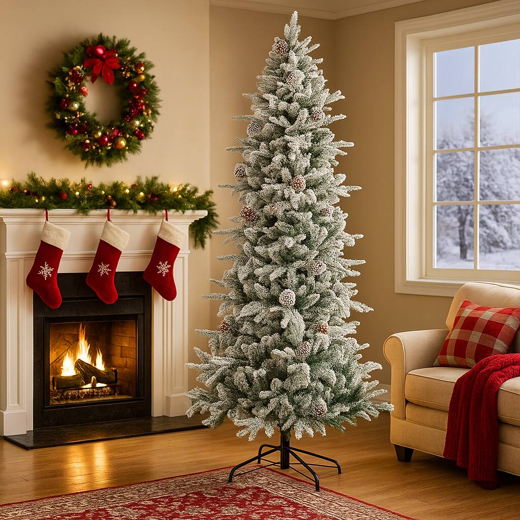 Angle. BreeBe - Artificial Christmas Tree – 6/7.5ft with Integrated LED Lighting - Green.