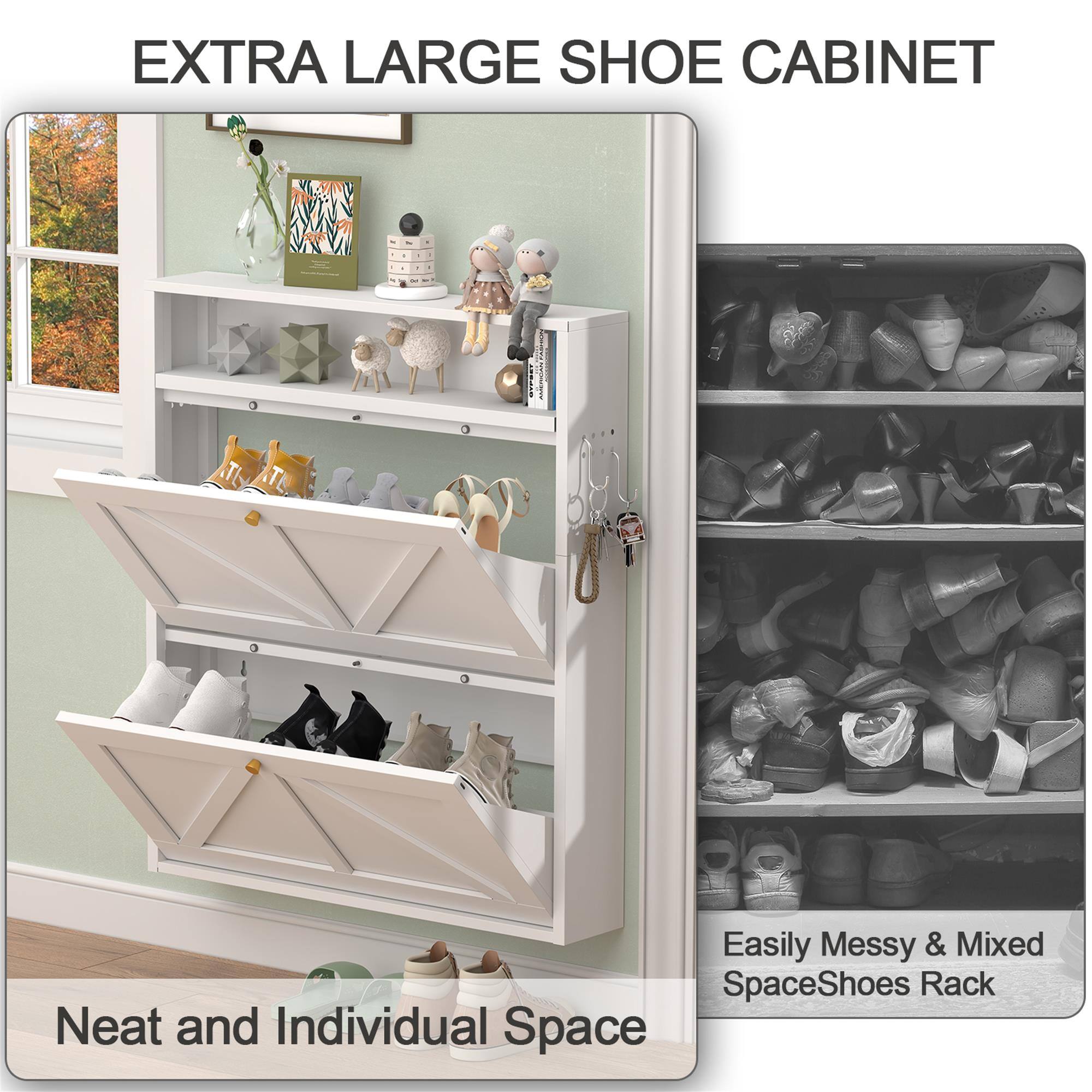 EXTRA LARGE SHOE CABINET

Neat and Individual Space

Easily Messy & Mixed Space Shoes Rack