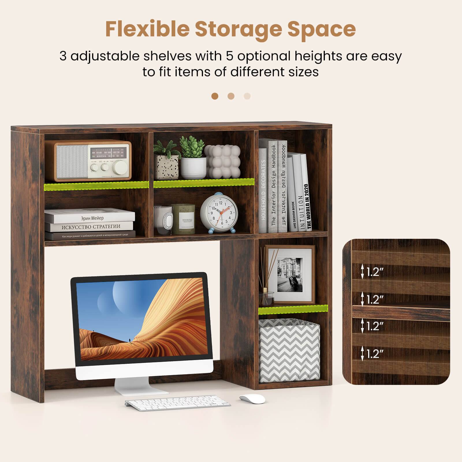 Flexible Storage Space 3 adjustable shelves with 5 optional heights are easy to fit items of different sizes.