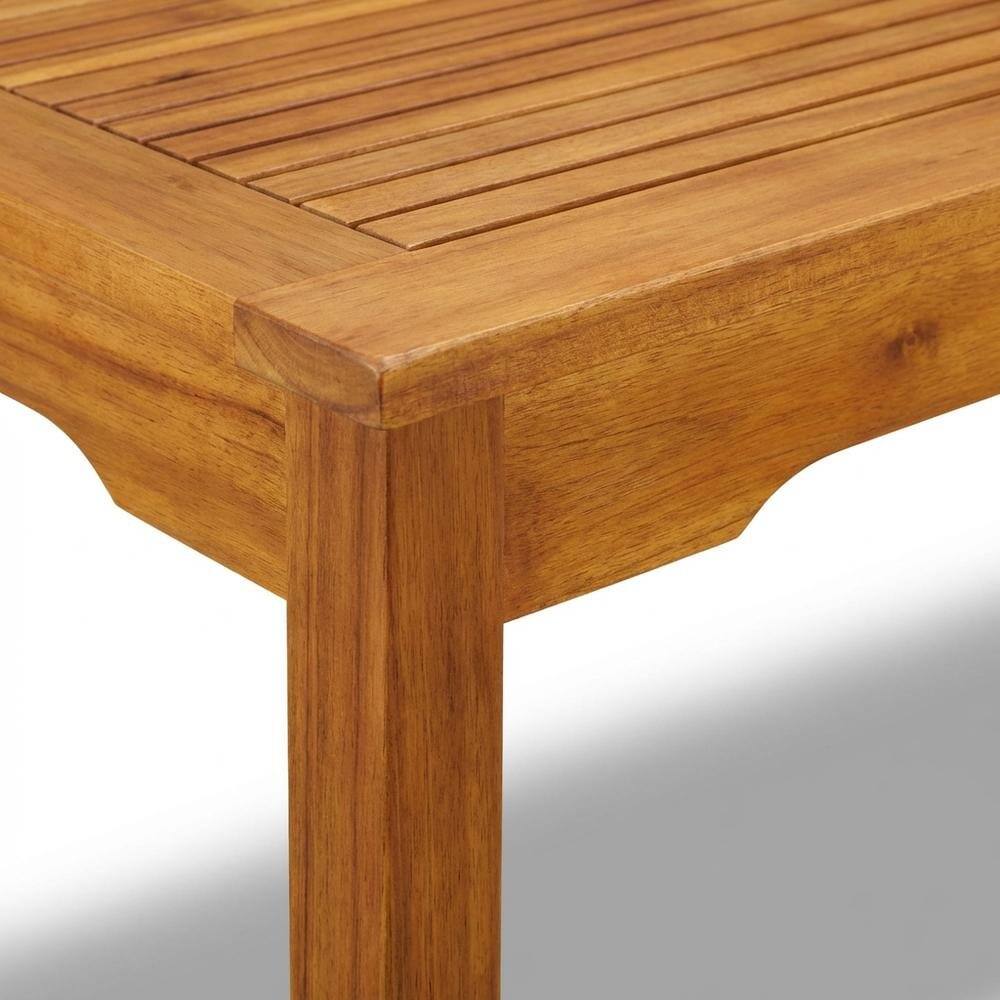 Back. Outdoor Escape - Wooden Patio Set Warm Oil Dining Table with 6 Outdoor Chairs - Brown.