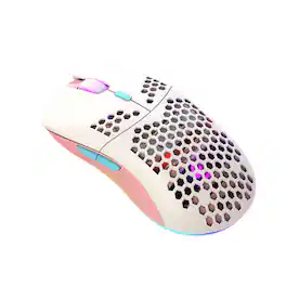 SKRAN - Lightweight Honeycomb Gaming Mouse, 6400DPI High Precision, 6 RGB Lighting Modes, Ergonomic for PC Gaming & Night Use - Wired - Pink