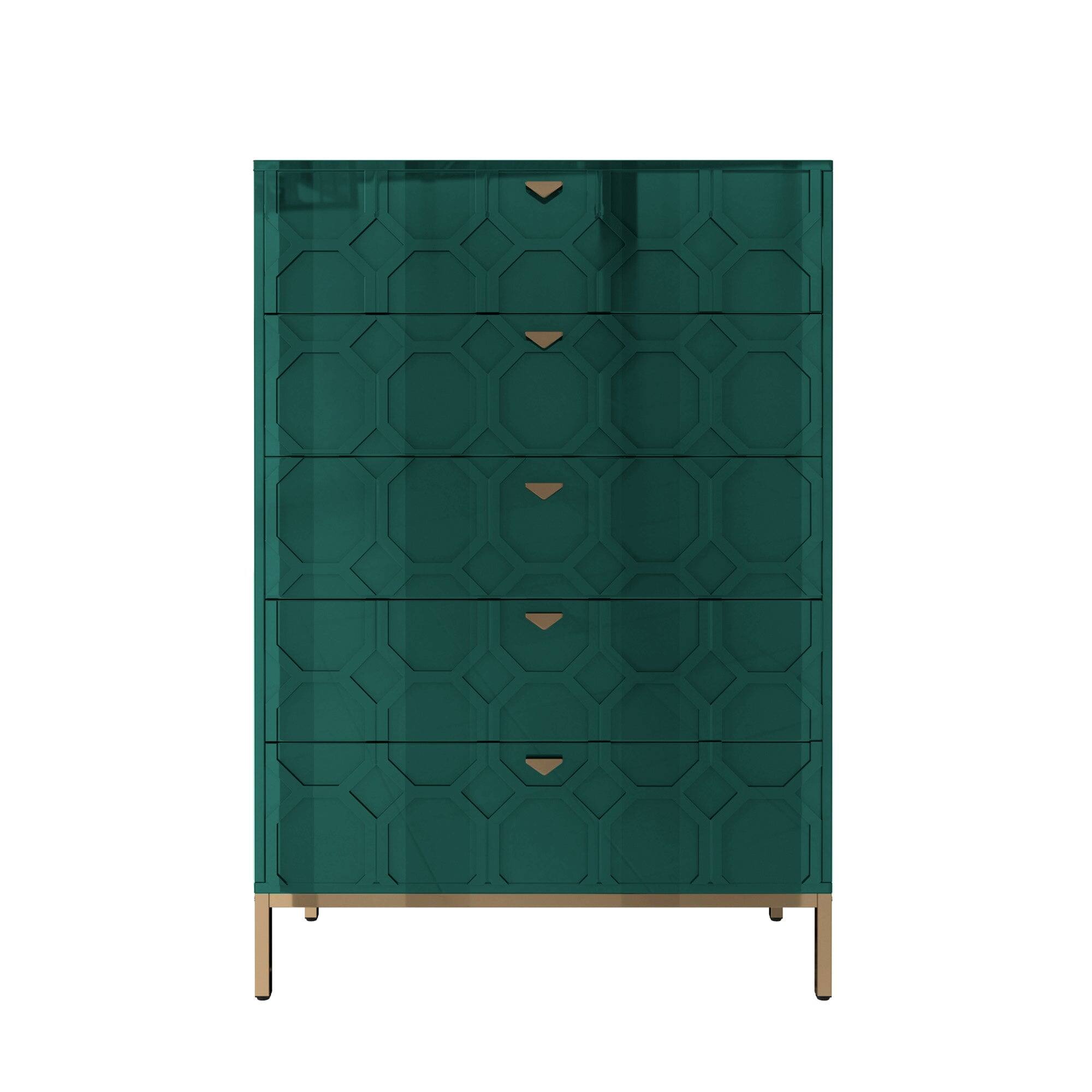 Alt View 1. Boyel Living - 49.2 in. H Freestanding Storage Cabinet Green 5 Drawer Accent Cabinet - Green.