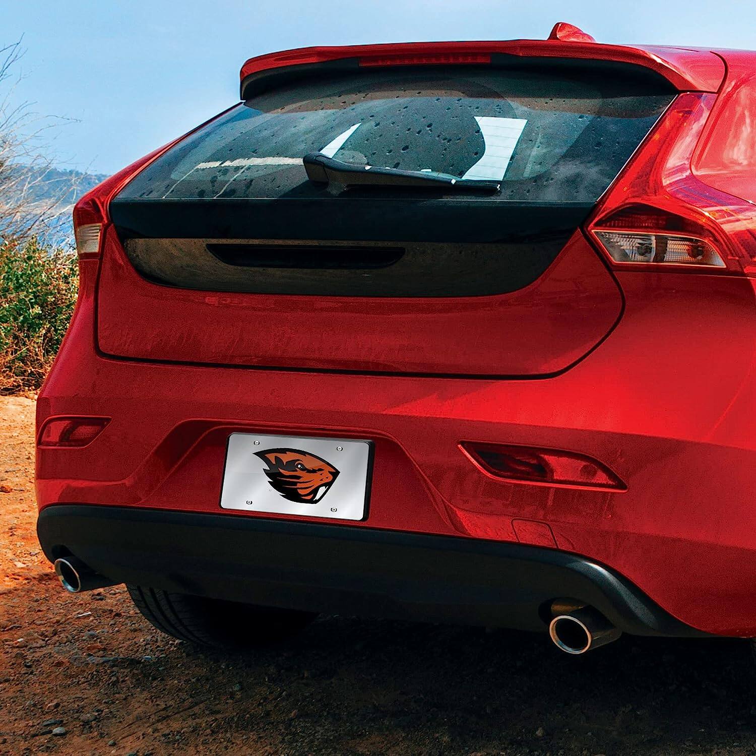 Alt View 2. Rico Industries - Oregon State Beavers Mirrored Laser Cut License Plate Laser Tag - Multi.