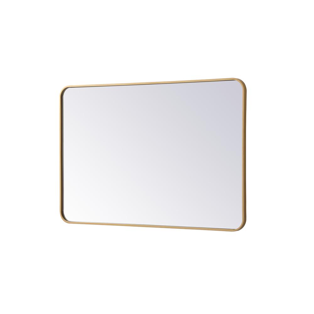 Alt View 1. Elegant Decor - Soft corner metal rectangular mirror 28x42 inch in Brass - Brass.