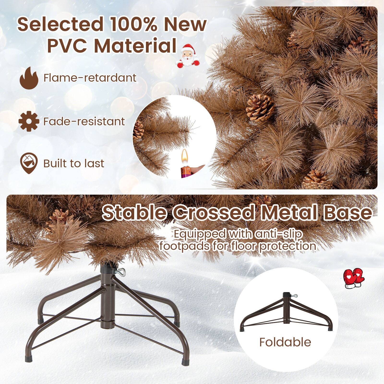 Selected 100% New PVC Material  
- Flame-retardant  
- Fade-resistant  
- Built to last  

Stable Crossed Metal Base  
- Equipped with anti-slip footpads for floor protection  
- Foldable