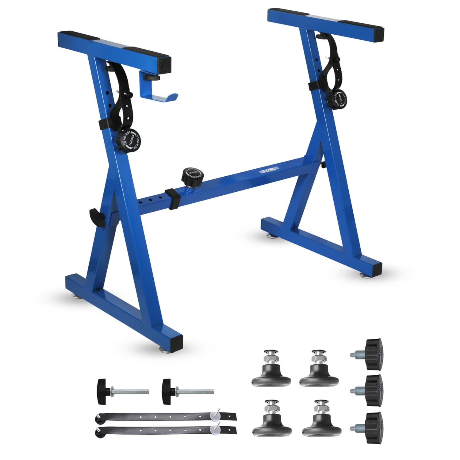 5 CORE - 5Core Keyboard Stand Adjustable Height 34.5" Width 32.5” Z Style Electric Piano Riser 250Lb Capacity - Blue