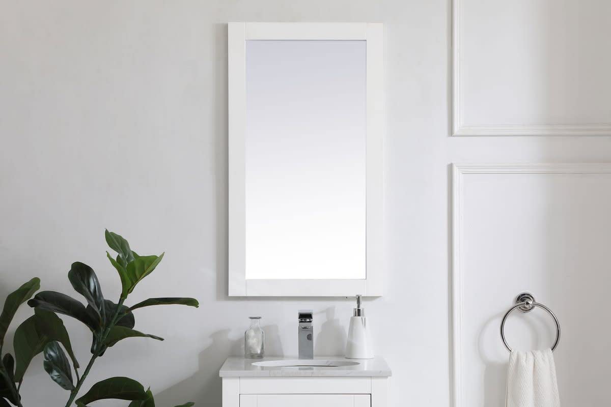 Angle. Elegant Decor - Aqua rectangle vanity mirror 18 inch in White - White.