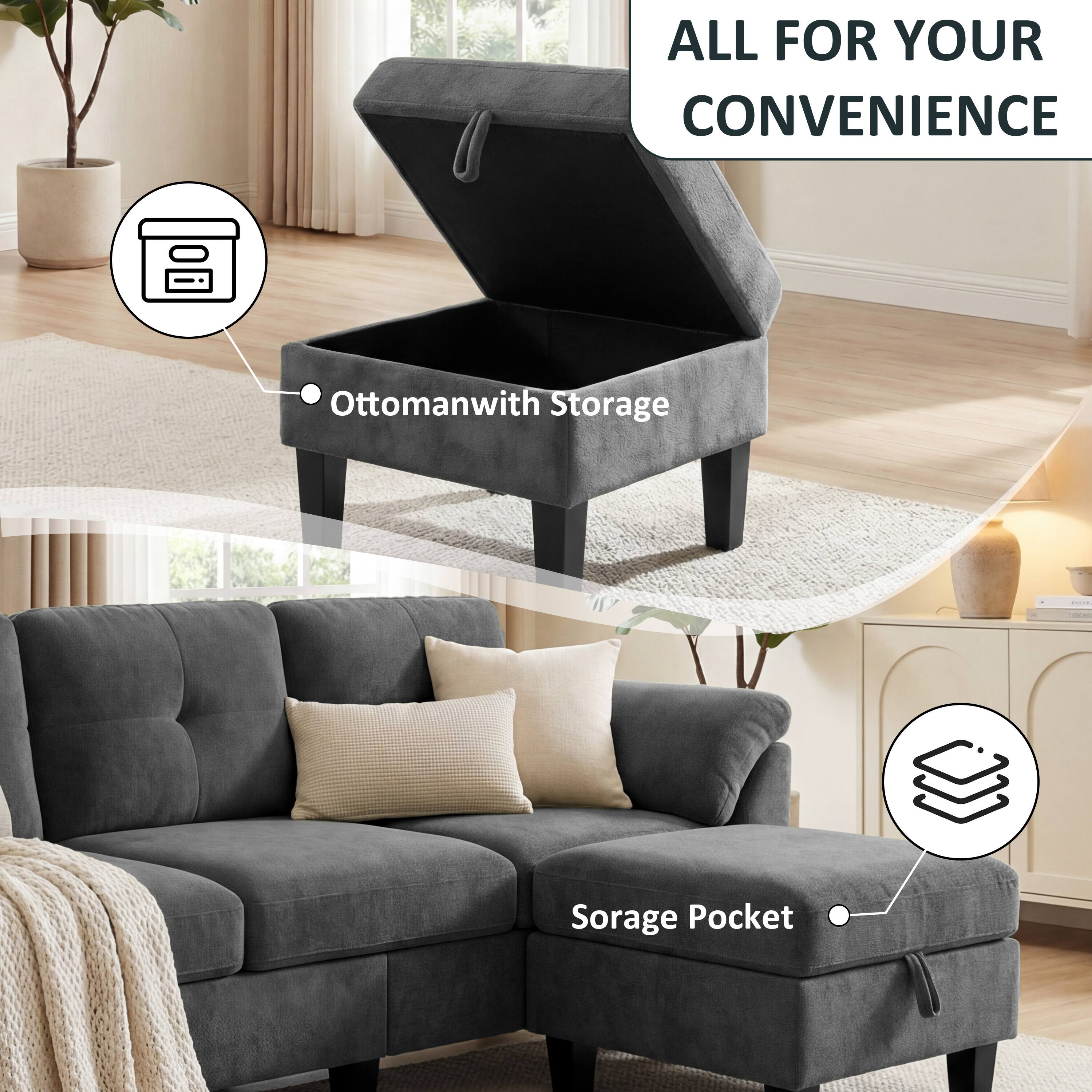 ALL FOR YOUR CONVENIENCE

Ottoman with Storage

Storage Pocket