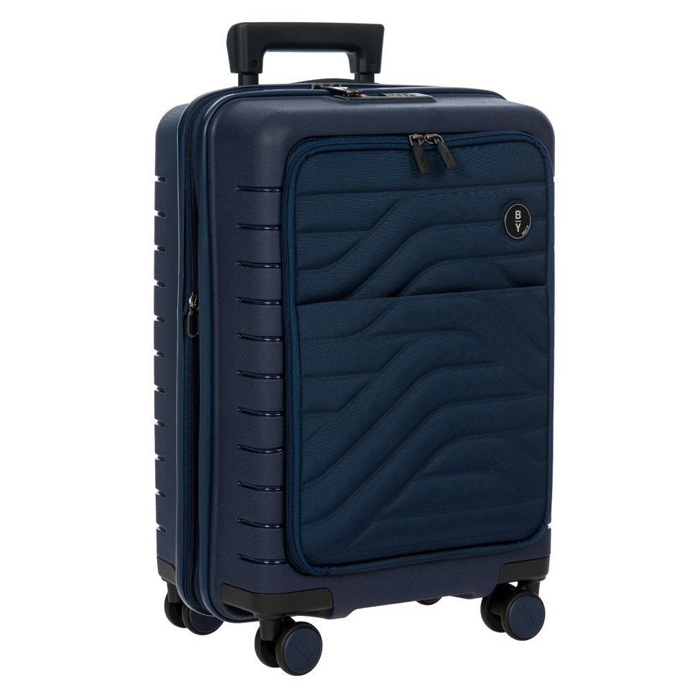Angle. Bric's - Ulisse 21" Expandable Spinner with Pocket, Ocean Blue - Ocean Blue.