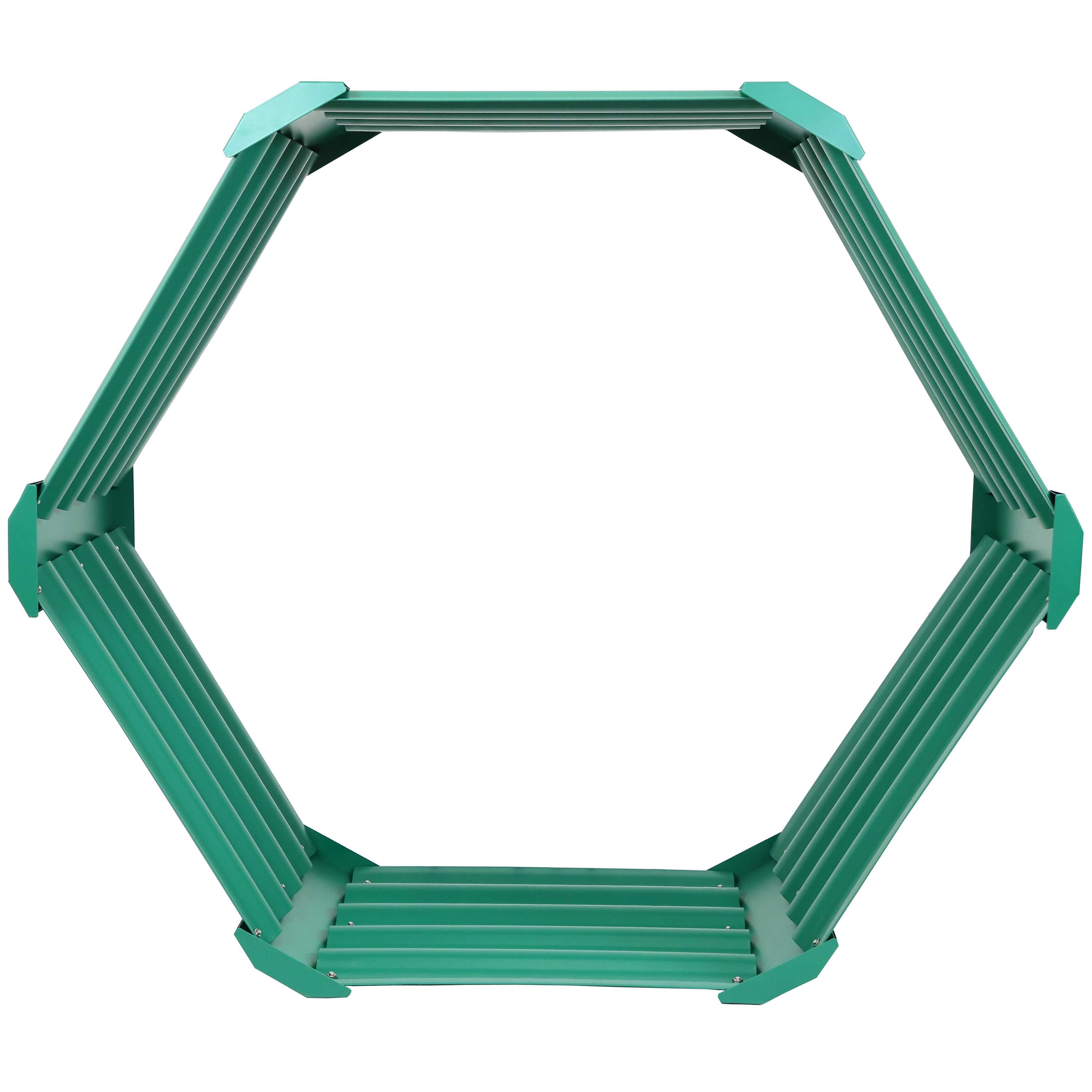 Alt View 8. Sunnydaze - Powder-Coated Steel Hexagon Raised Garden Bed - 41 in - Green.