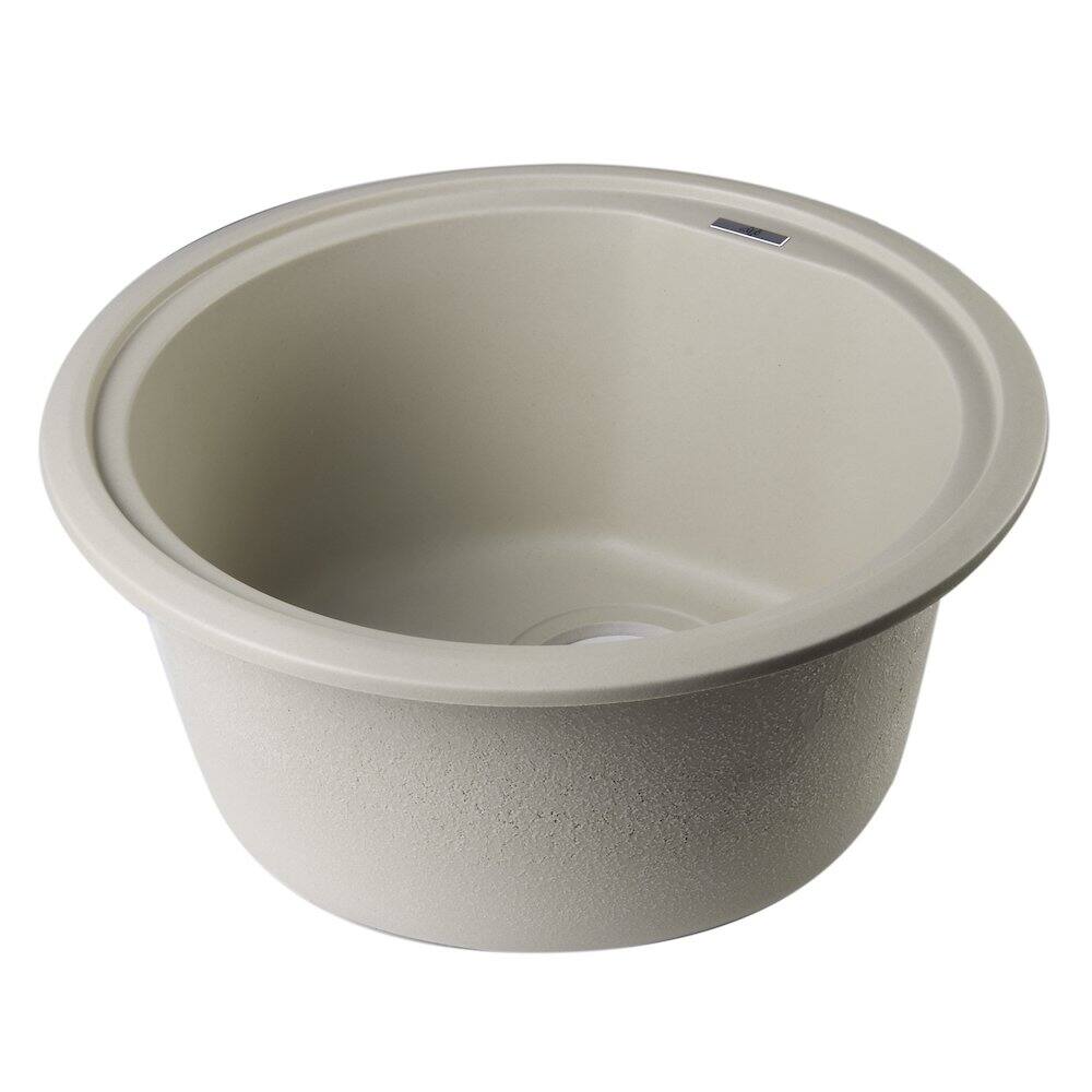 Alt View 4. Alfi - ALFI brand Biscuit 17 Drop-In Round Granite Composite Kitchen Prep Sink - Beige.