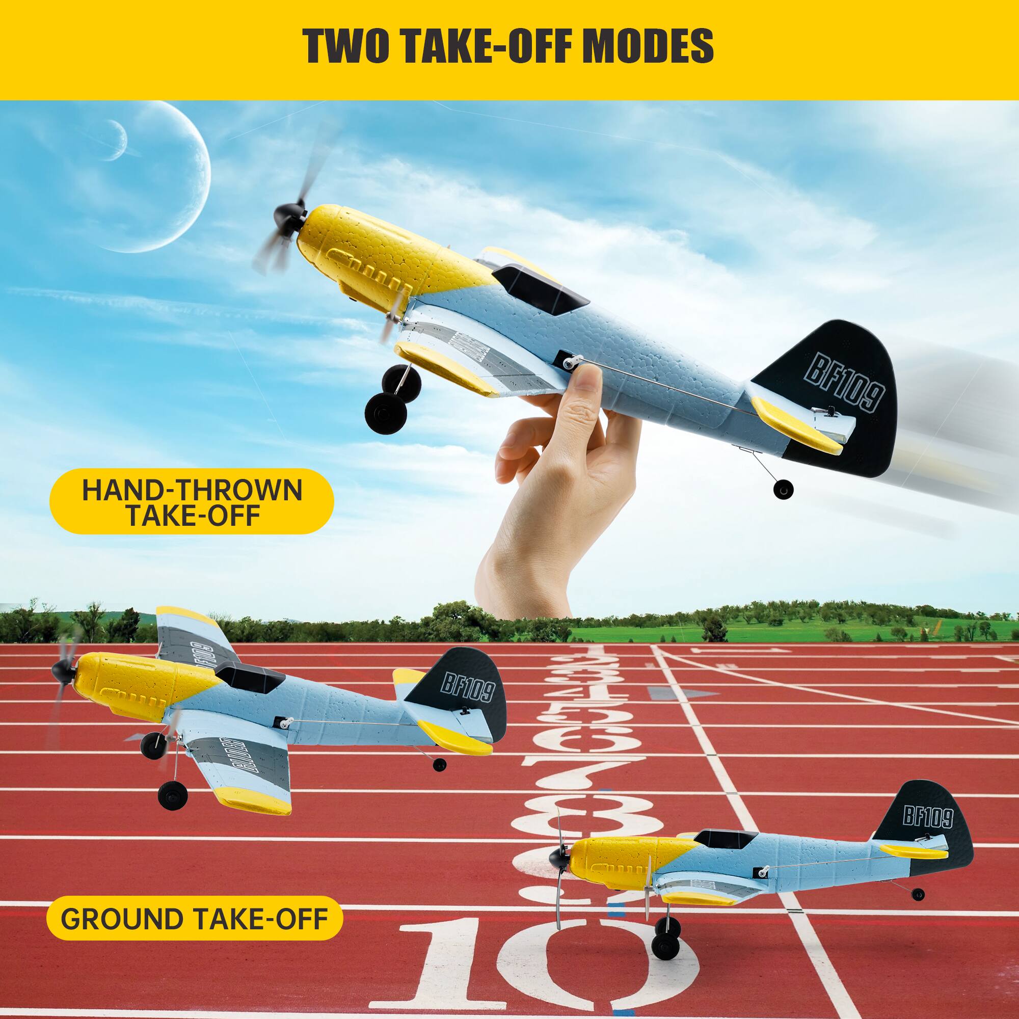 TWO TAKE-OFF MODES

HAND-THROWN TAKE-OFF

GROUND TAKE-OFF