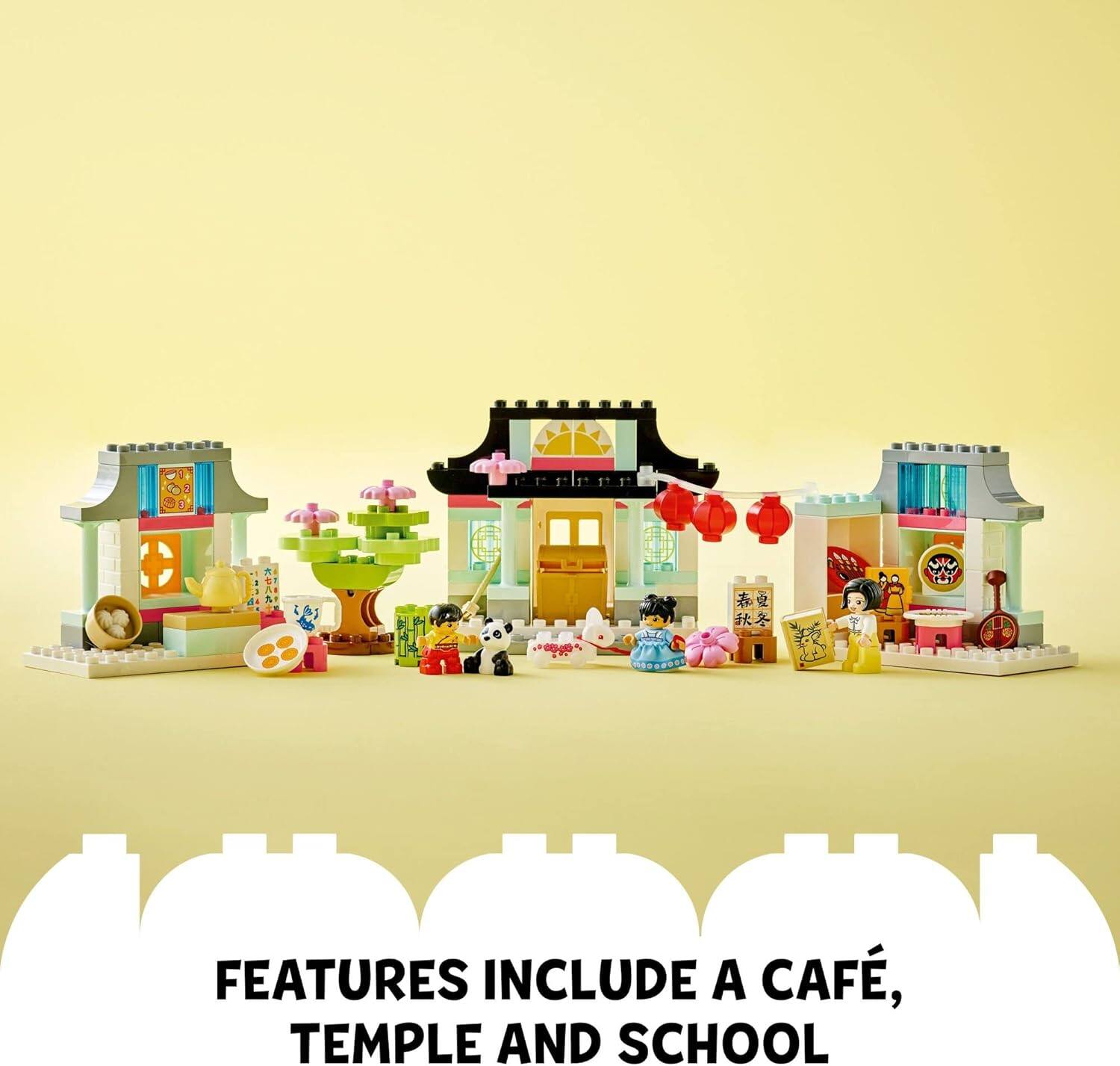 Features include a café, temple and school