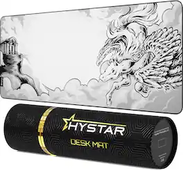 Hystar - Extended Gaming Mouse Pad | XXL 45" x 20" | 5mm Thick, Waterproof Surface, Polyester Fabric, and Rubber Base - Mythic Pegasus