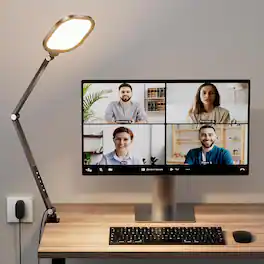 Schertz - 15W Video Conference Ring Light with C-Clamp & Swing Arm – Dimmable Light for Laptop, Webcam, Meetings & Recording (CRI - Black