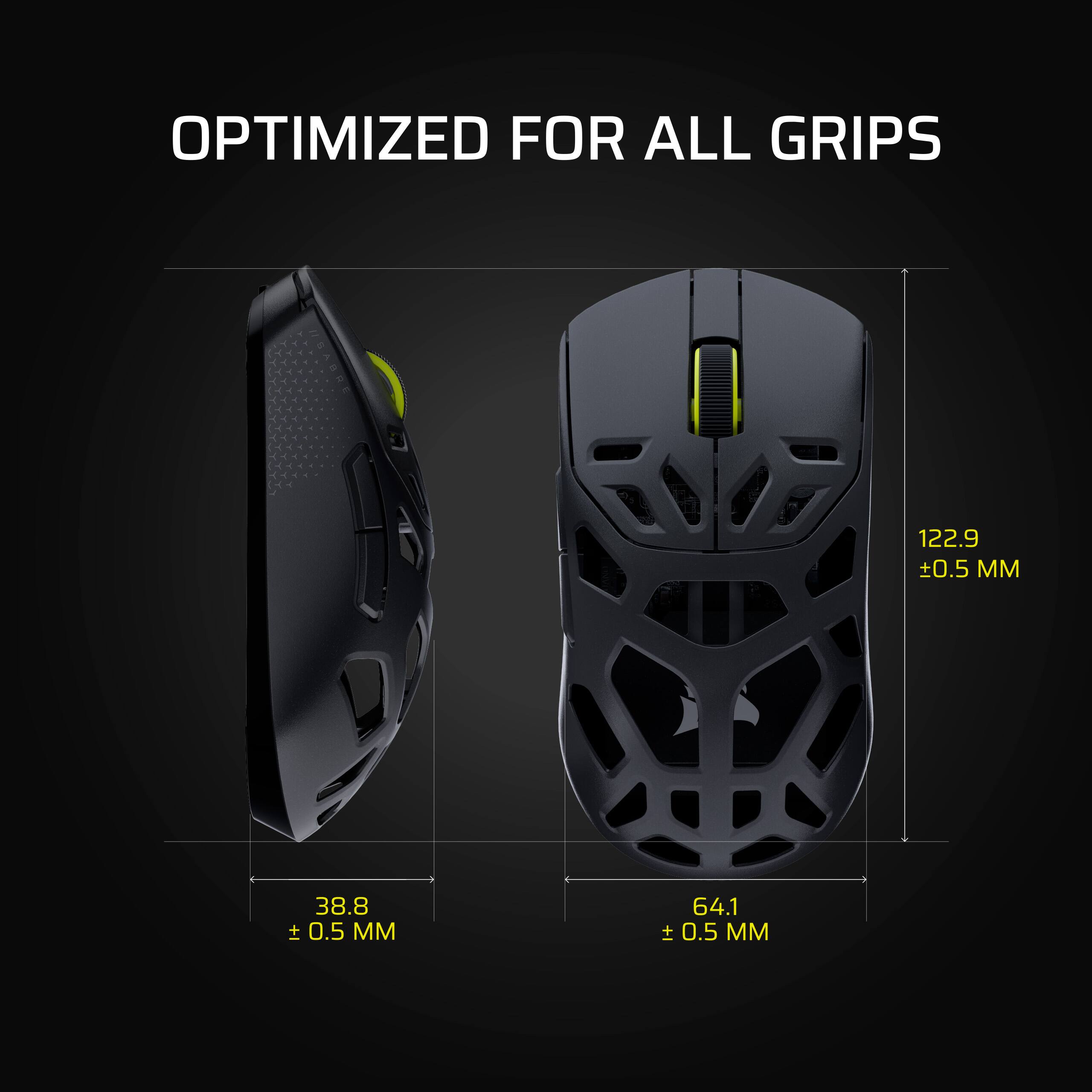 OPTIMIZED FOR ALL GRIPS

122.9 ± 0.5 MM  
38.8 ± 0.5 MM  
64.1 ± 0.5 MM