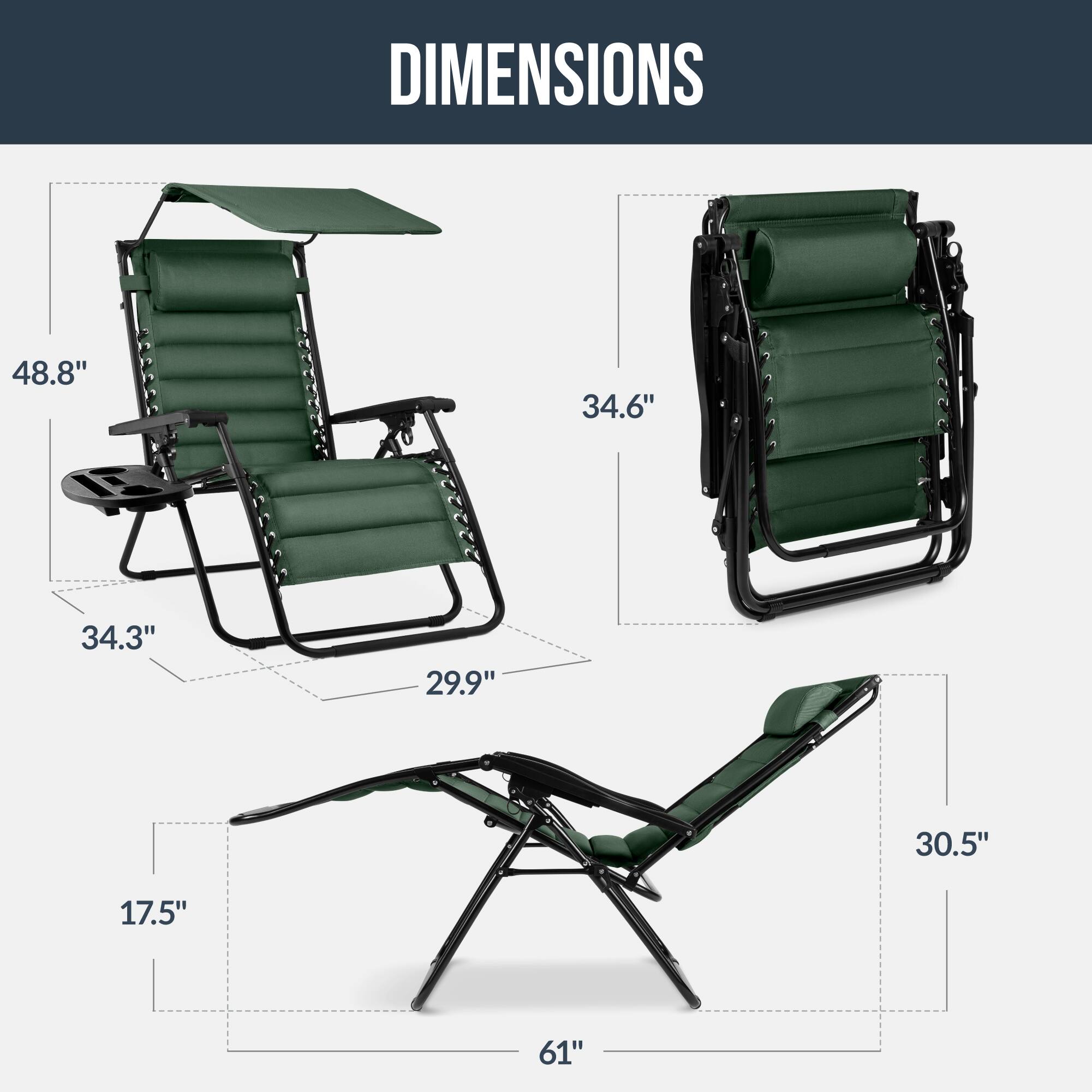 DIMENSIONS

48.8" 34.6" 34.3" 29.9" 30.5" 17.5" 61"