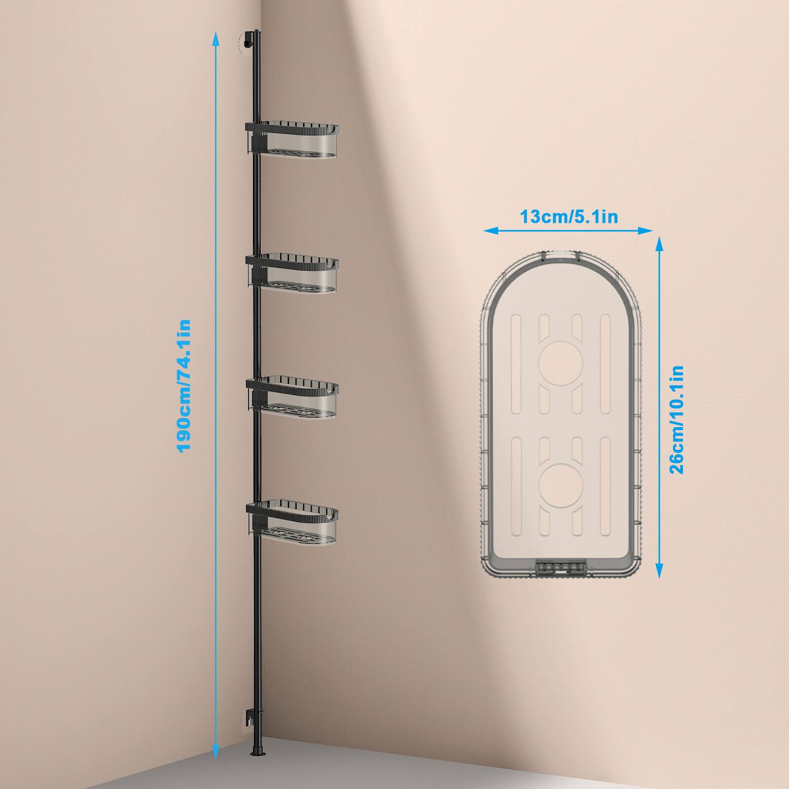 190cm/74.1in  
13cm/5.1in  
26cm/10.1in