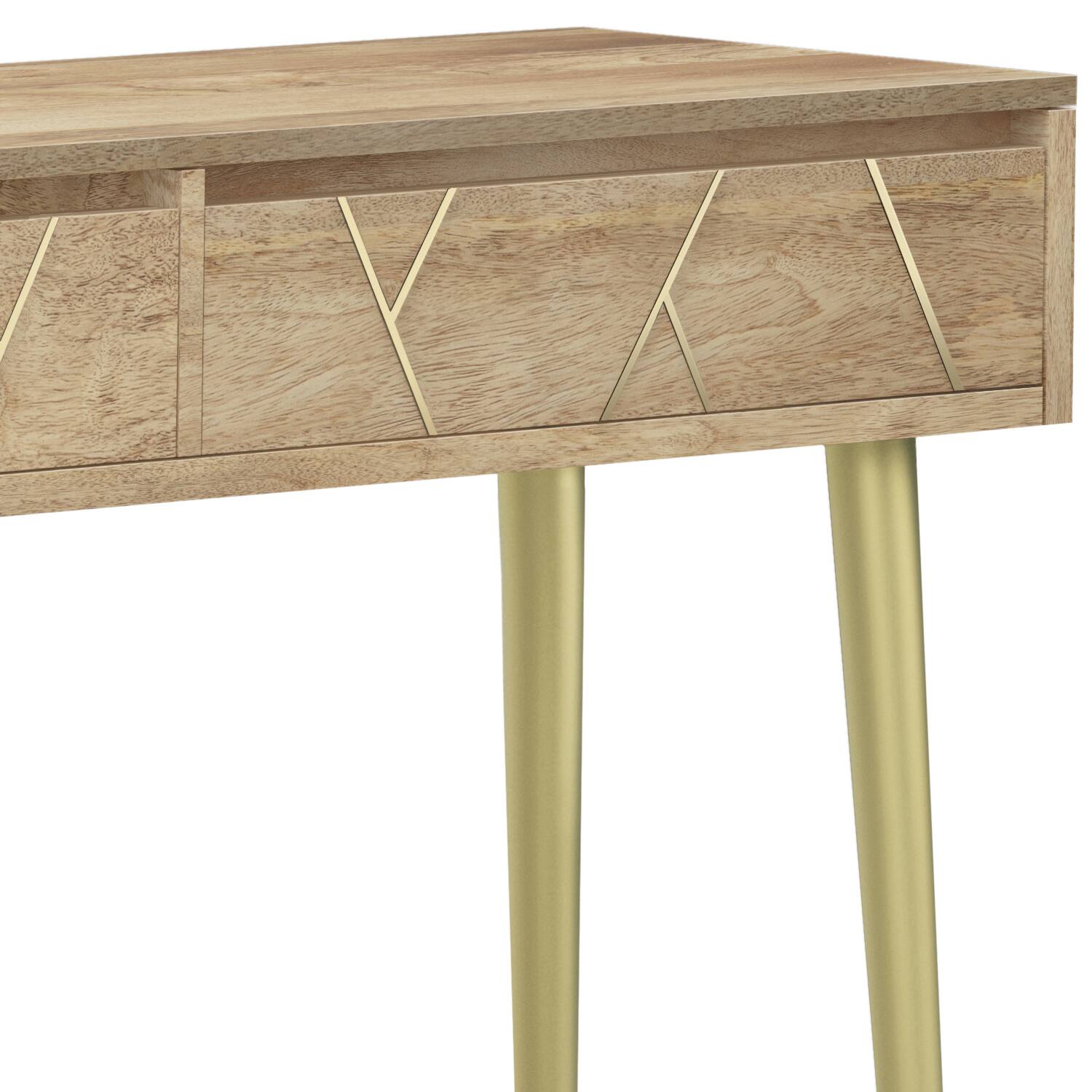 Alt View 8. Simpli Home - Jager SOLID MANGO WOOD and Metal 48 inch Wide Mid Century - Contemporary Console Table in Natural - Natural.