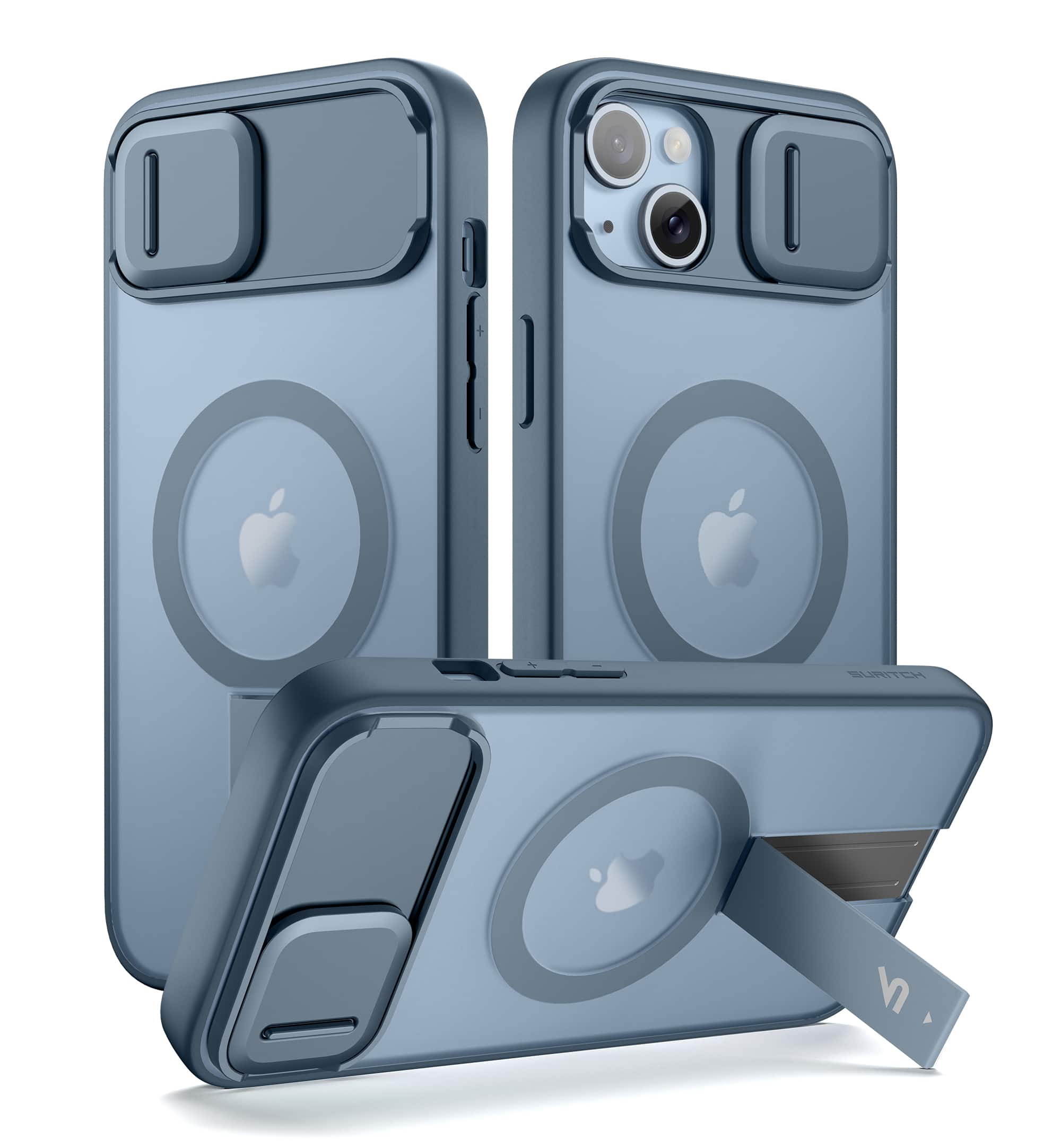 SURITCH - Rugged Case for iPhone 13/14, Compatible with MagSafe, Built-in Kickstand & Camera Cover & Translucent Back 6.1 inch - Deep Blue price history on PriceWatchPro