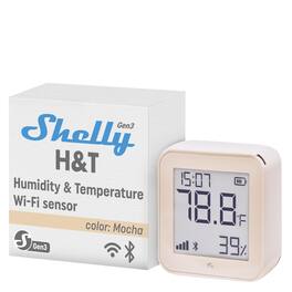 Shelly - H&T Gen3 Wi-Fi and Bluetooth Smart Temperature & Humidity Sensor with Remote App Control & Monitoring - Mocha