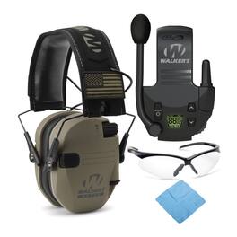 Walker’s - Walkers Razor Slim Electronic Muff (FDE Patriot) with Walkie Talkie and Glasses - Green